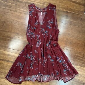 Free People Burgundy Floral Mini Dress